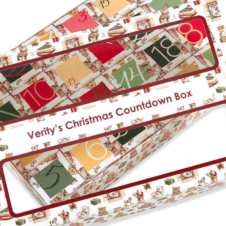 Personalised Advent Calendar Kit | 24 Cubes &amp; Outer Box | Cute Christmas Cats