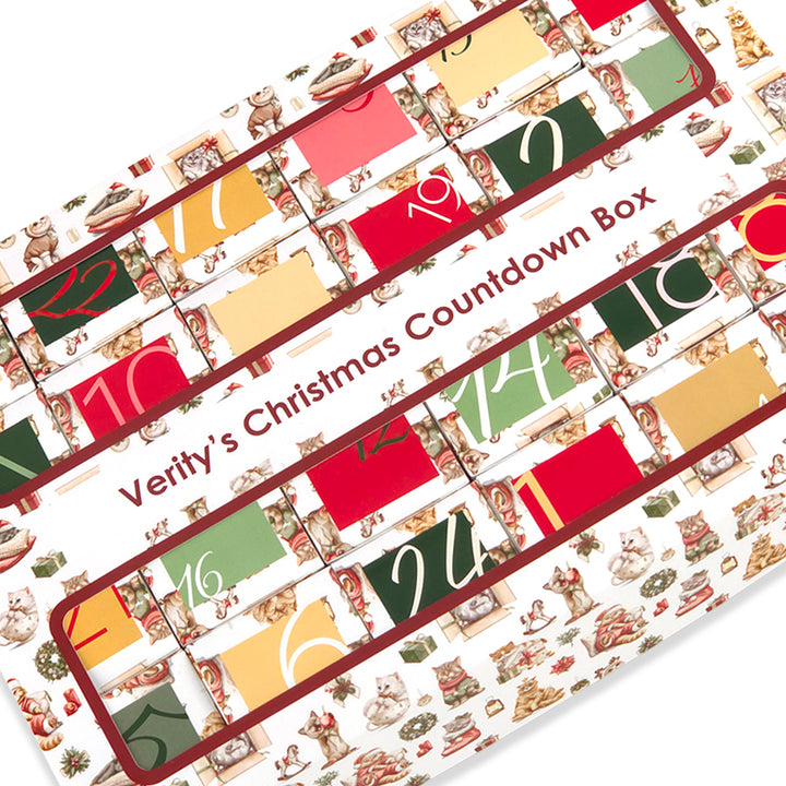 Personalised Advent Calendar Kit | 24 Cubes &amp; Outer Box | Cute Christmas Cats
