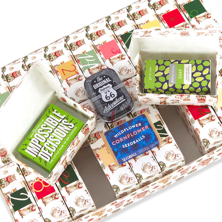 Advent Calendar Making Kit | 25 Soap Boxes &amp; Outer Box | Cute Christmas Cats