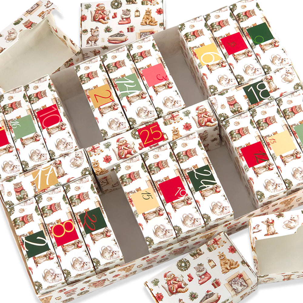 Advent Calendar Making Kit | 25 Soap Boxes &amp; Outer Box | Cute Christmas Cats