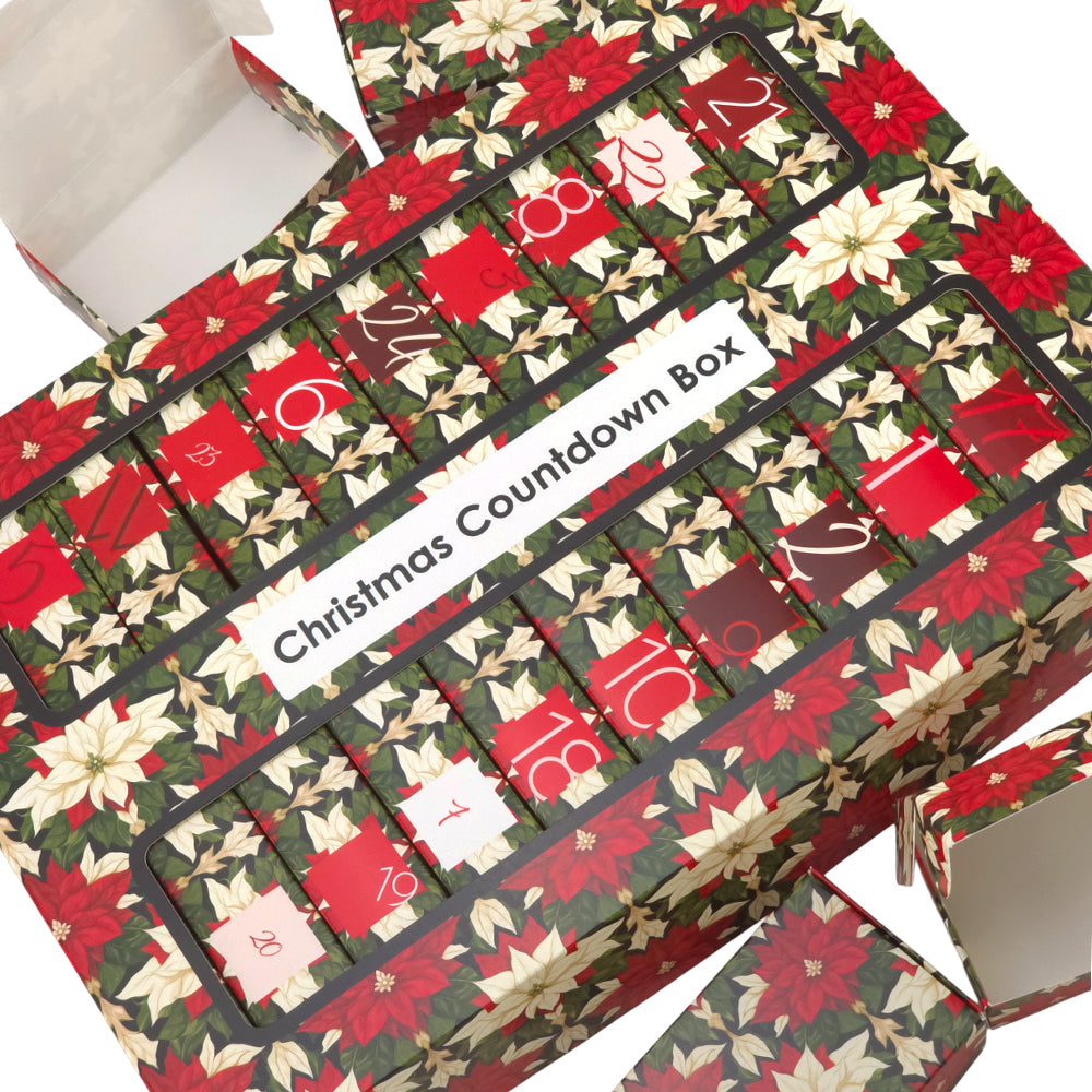Advent Calendar Making Kit | Cube or Soap Box Style | Abstract Poinsettia