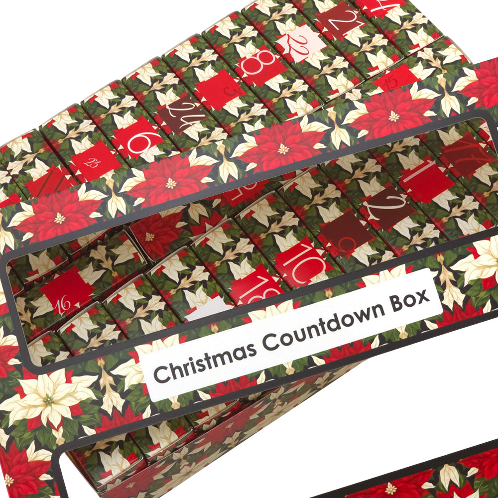 Advent Calendar Making Kit | Cube or Soap Box Style | Abstract Poinsettia