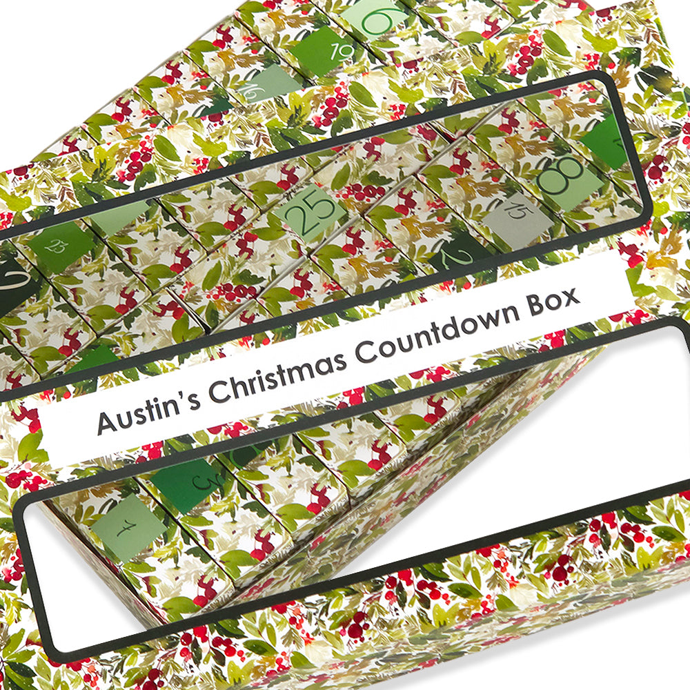 Personalised Advent Calendar Kit | 25 Soap Boxes &amp; Outer Box | Watercolour Berries