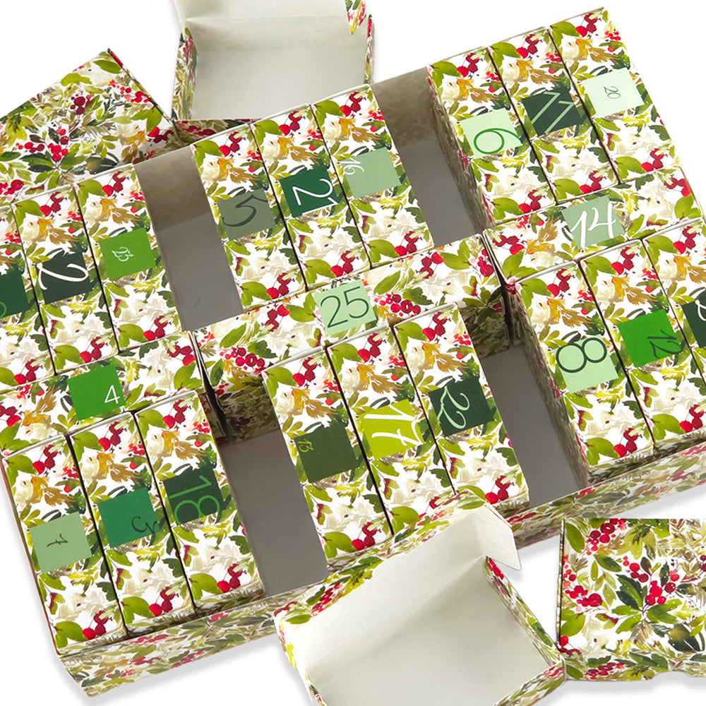Personalised Advent Calendar Kit | 25 Soap Boxes &amp; Outer Box | Watercolour Berries