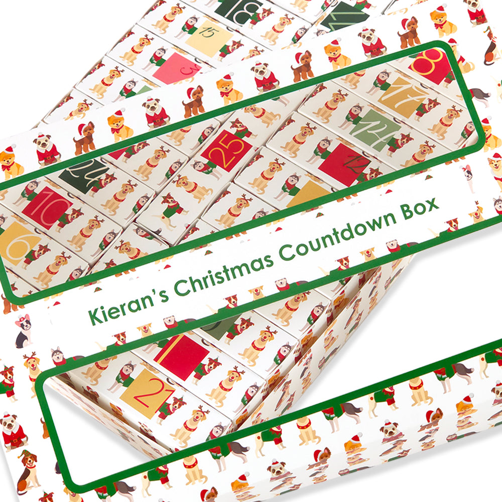 Personalised Advent Calendar Kit | 25 Soap Boxes &amp; Outer Box | Christmas Dogs