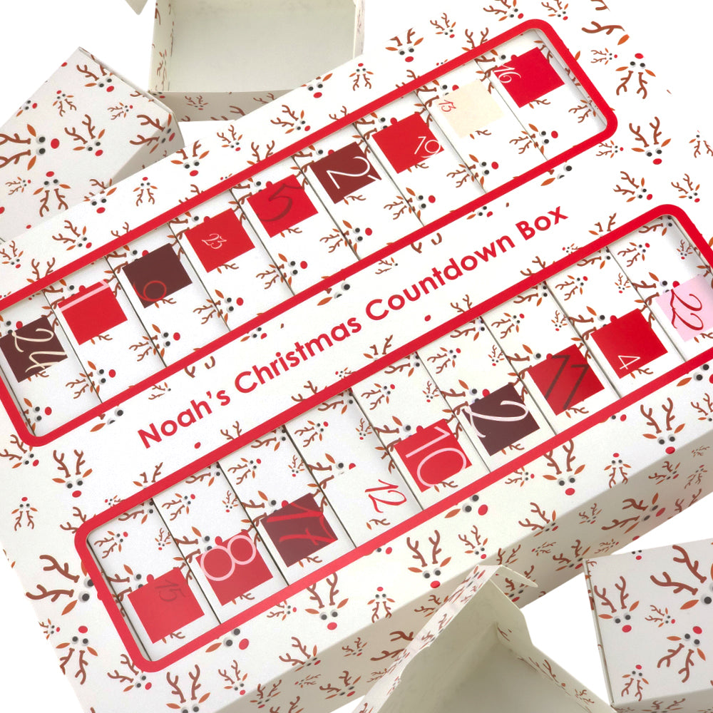 Personalised Advent Calendar Making Kit | Cube or Soap Box Style | Googly Rudolph