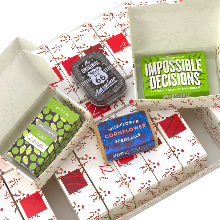 Personalised Advent Calendar Making Kit | Cube or Soap Box Style | Googly Rudolph