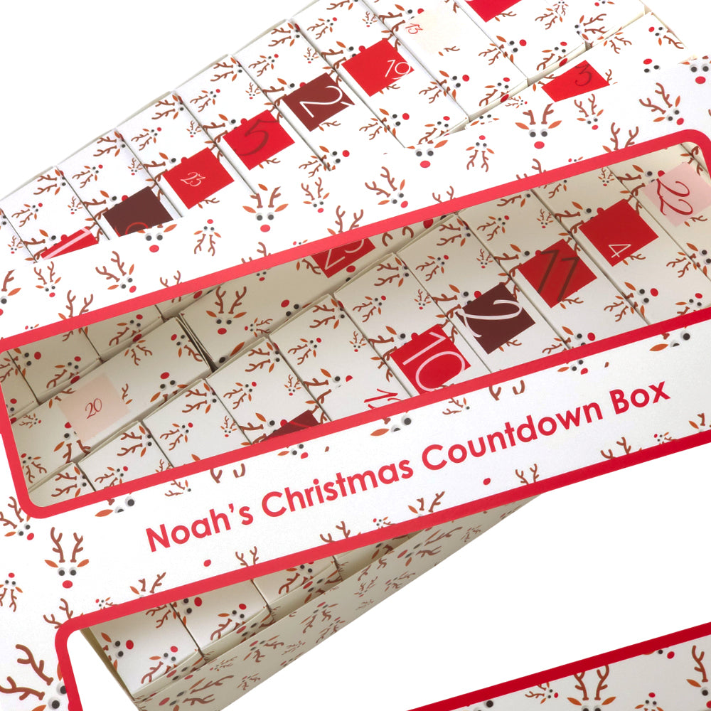Personalised Advent Calendar Making Kit | Cube or Soap Box Style | Googly Rudolph