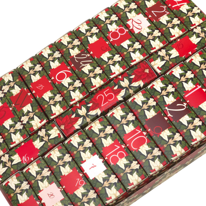 Personalised Advent Calendar Making Kit | Cube or Soap Box Style | Abstract Poinsettia