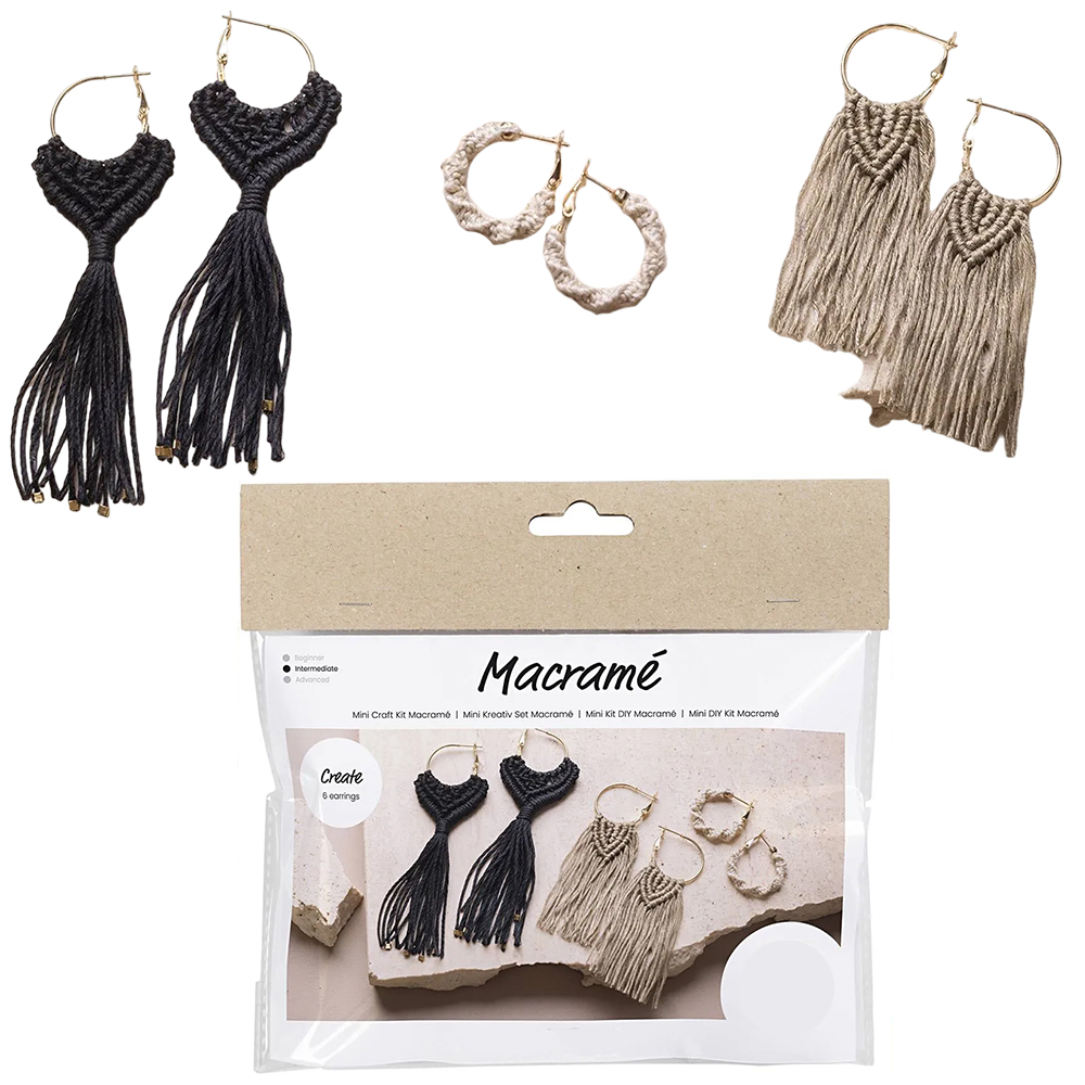 Macramé Earrings | Mini Craft Kit | Makes 3 Pairs