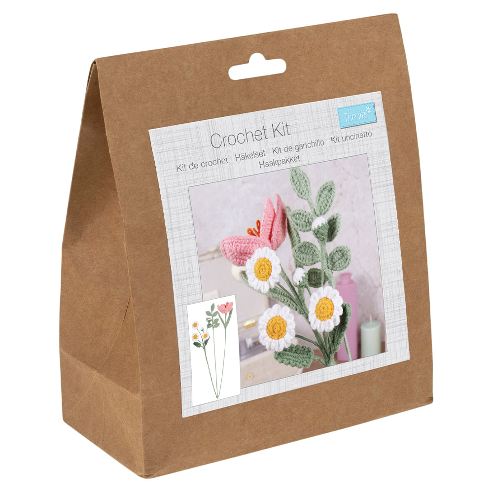 Floral Stems | Makes 3 | Complete Crochet Craft Kit | 42cm Tall