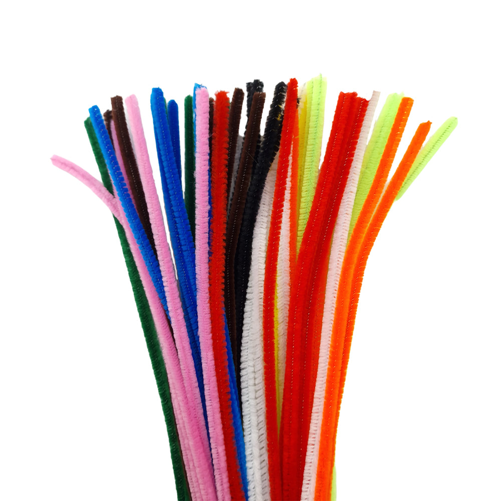 50Pk 6mm Single Colour Packs 30cm Chenille Stems Craft Pipe Cleaners