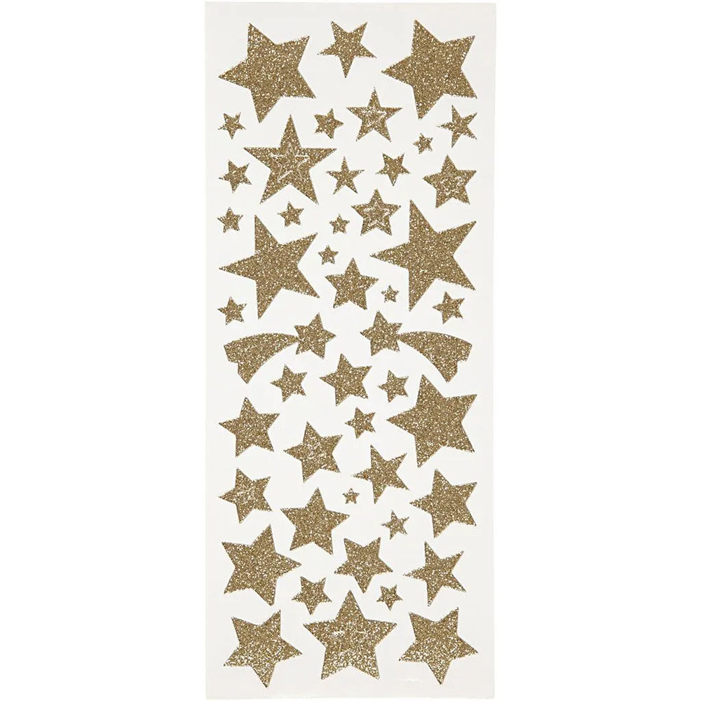 Gold Glitter Star Stickers | 2 Sheets