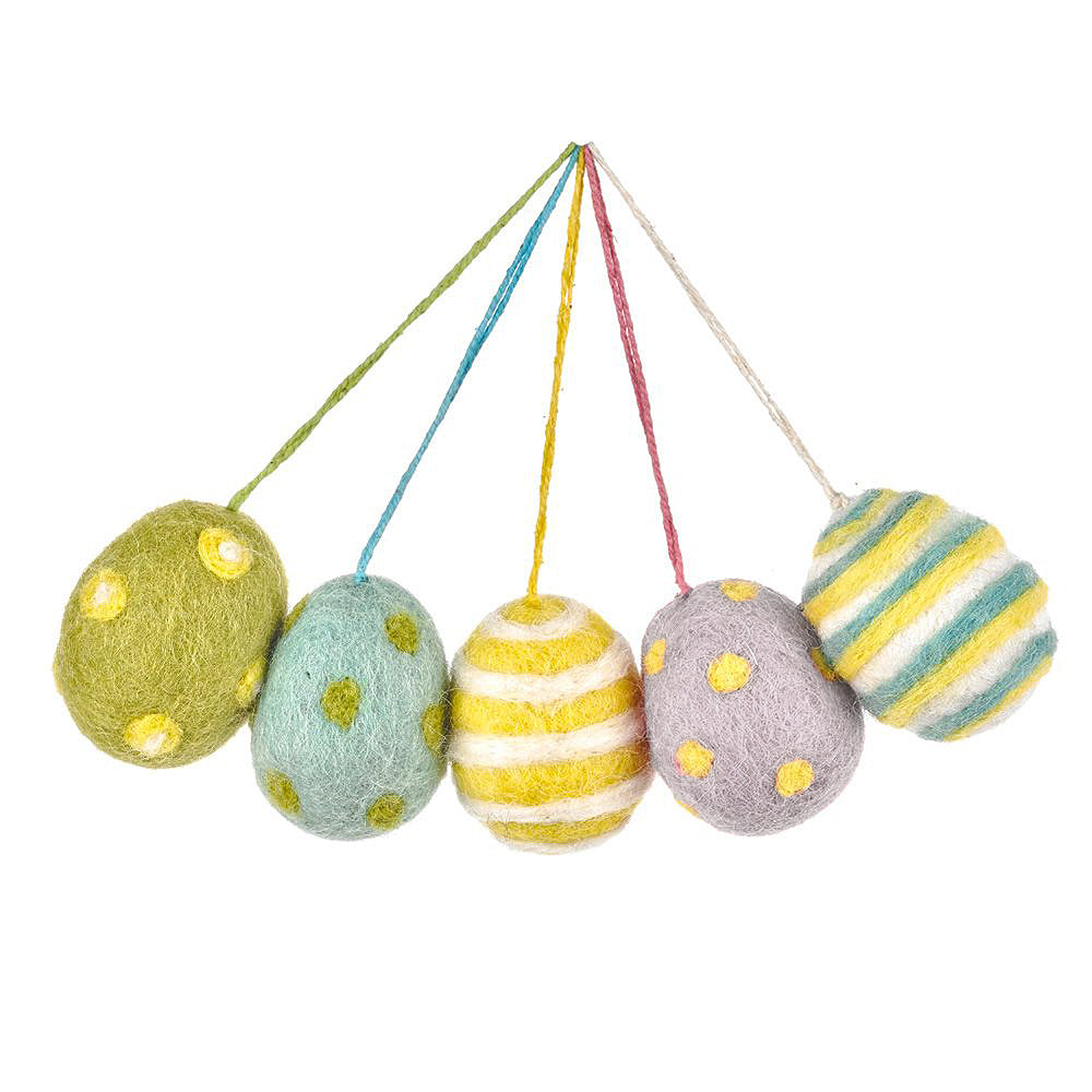 5 Hand Felted Easter Eggs | Hanging Easter Tree Decoration