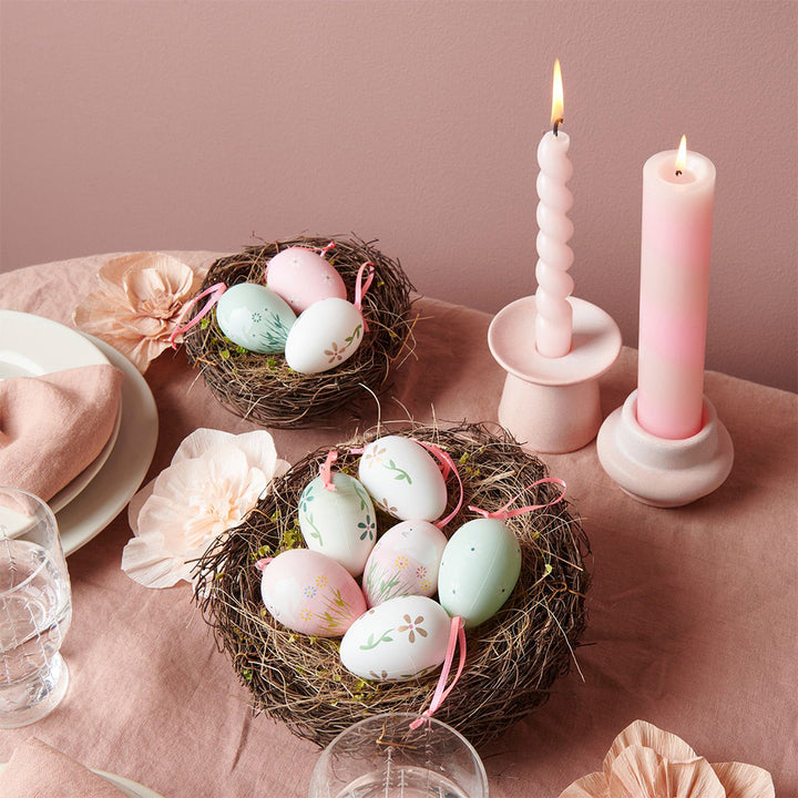 Pretty Pink Florals | 6cm Hanging Easter Egg Tree Ornaments | Pack of 6