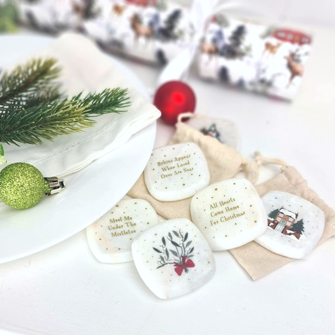 5cm Ceramic Christmas Pebble | All Hearts Come Home For Christmas | Cracker Filler Gift