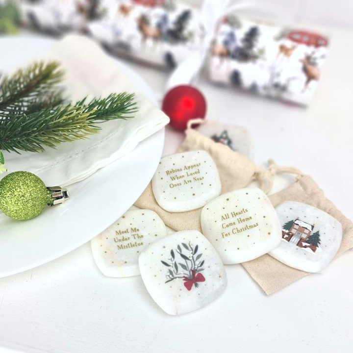 5cm Ceramic Christmas Pebble | All Hearts Come Home For Christmas | Cracker Filler Gift