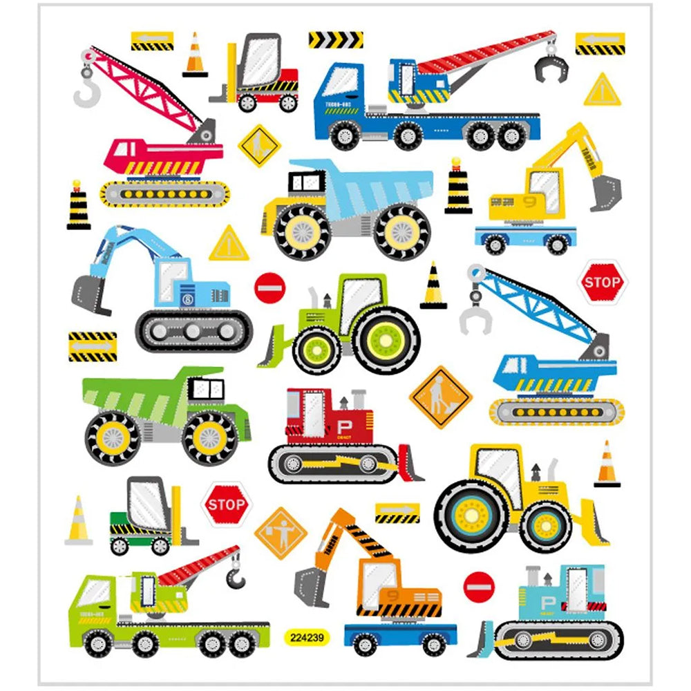 Construction Vehicles | Sheet of Foiled Stickers