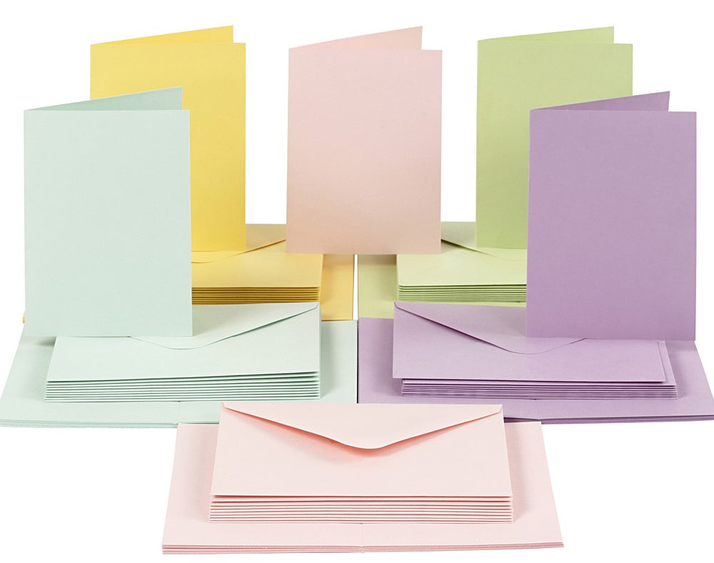 50 Pastel A6 Cards and Envelopes for Card Making Crafts | Card Making Blanks