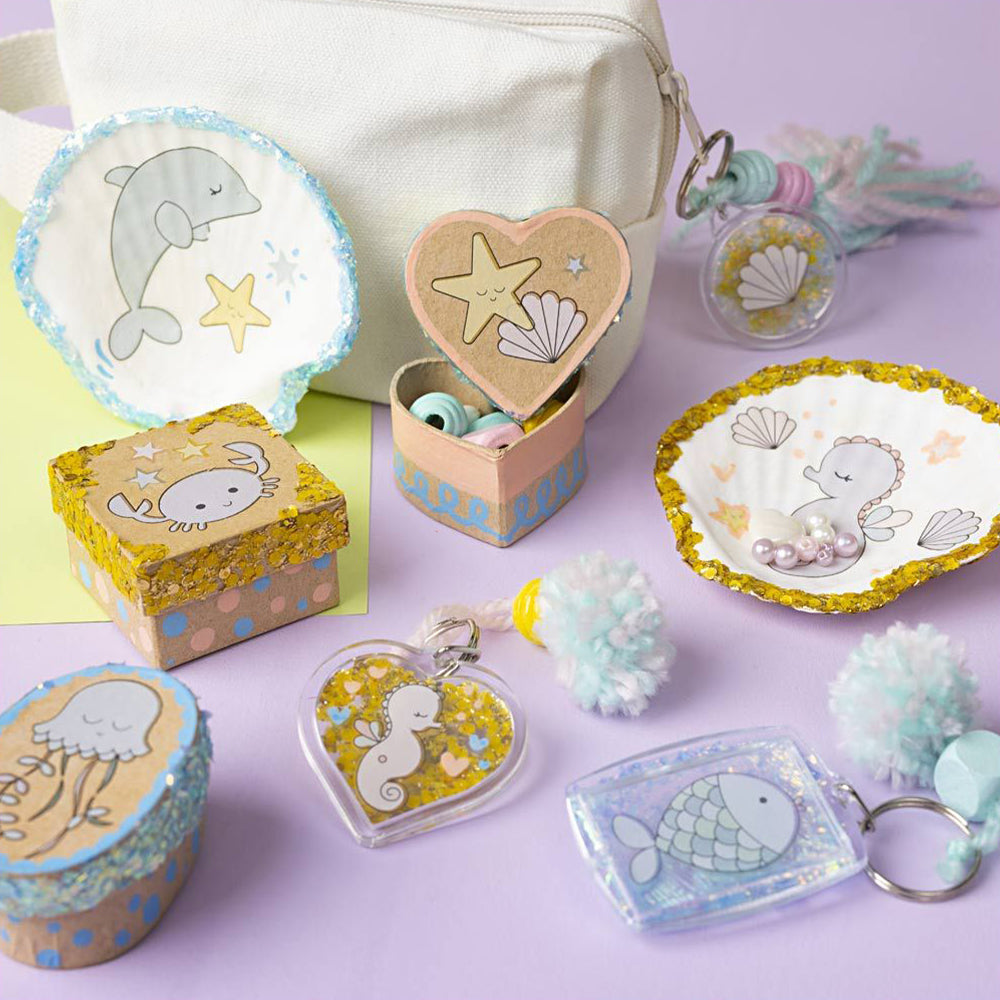 Under the Sea Collection | Complete Kids Craft Kit | Make Trays Boxes & Keyrings