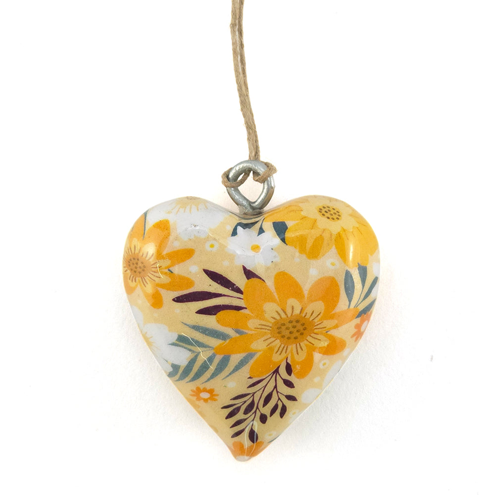 Floral Heart Wooden Hanging Ornament | 5cm | Little Gift | Cracker Filler