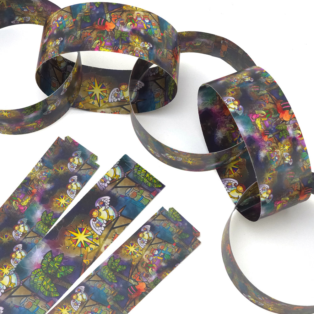 30 Reusable Christmas Paper Chains | Kids Nativity | No Glue Needed | 2.5m