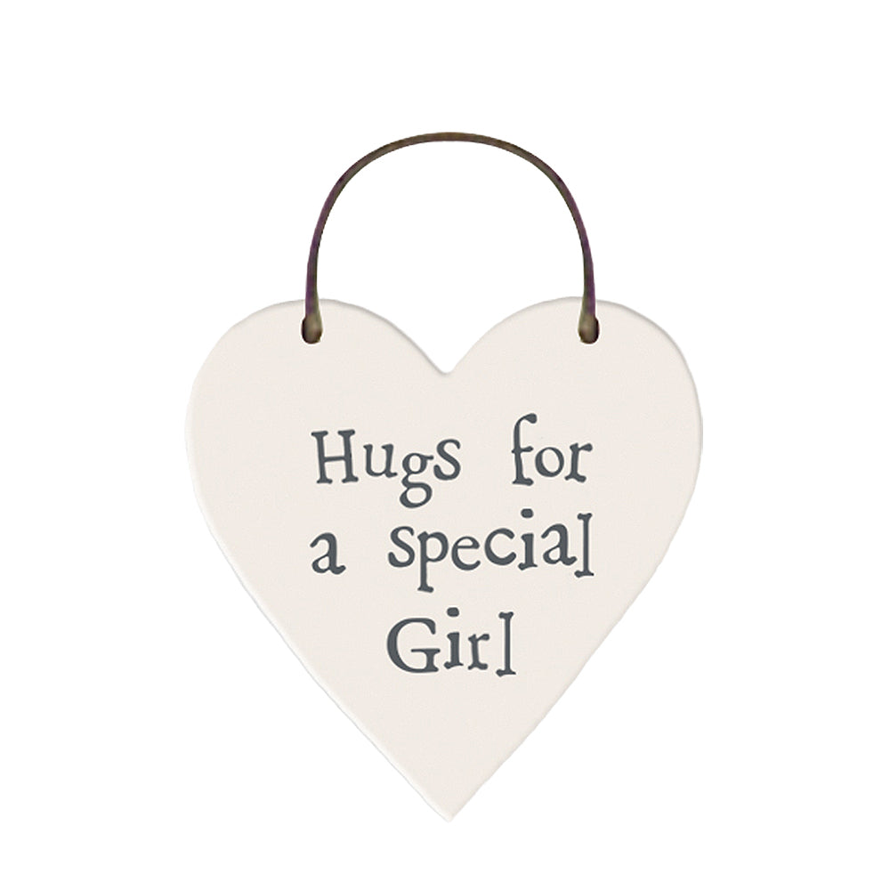 Hugs For A Special Girl Mini Wooden Hanging Heart | Cracker Filler Gift