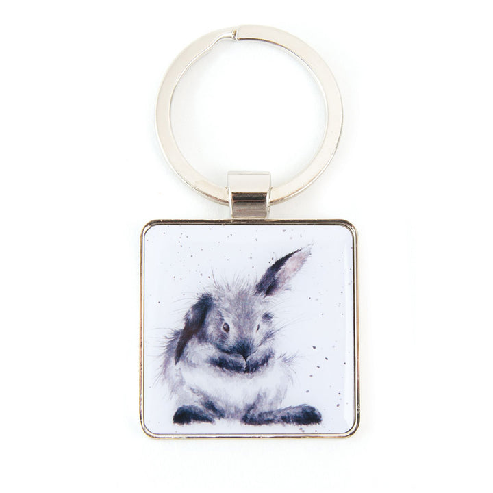 Wrendale Metal Keyring | Grey and White Rabbit | Cracker Filler Gift