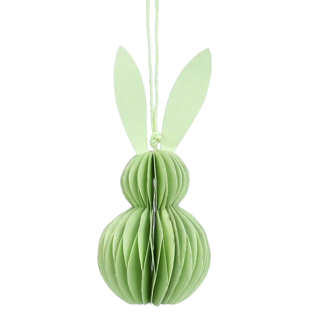 Pastel Green Easter Bunny | 12cm | Honeycomb Paper Hanging Decoration | Gisela Graham