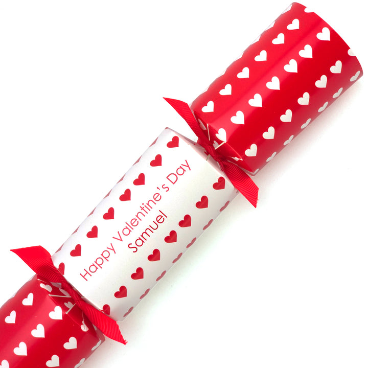 Happy Valentine's Day | Personalised Cracker Craft Kit | Polka Hearts | Single