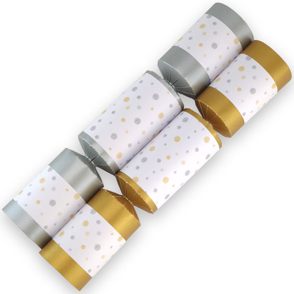 8 Gold & Silver Glitter Dots Make & Fill Your Own DIY Christmas Cracker Craft Kit