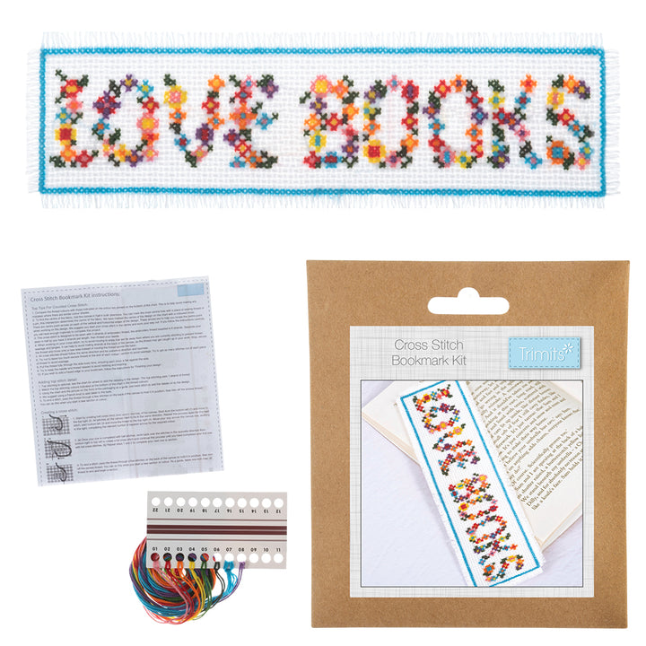 Love Books Floral Bookmark | Mini Counted Cross Stitch Kit | 13cm
