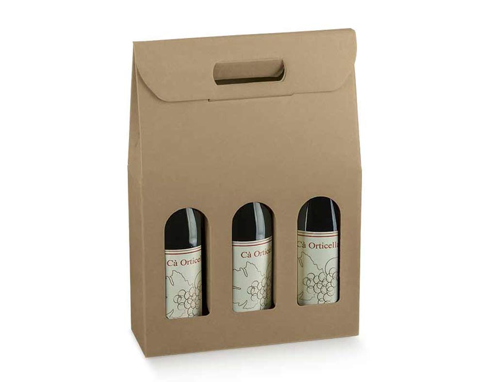 Kraft Cardboard Wine Bottle Gift Box for 1 Bottle