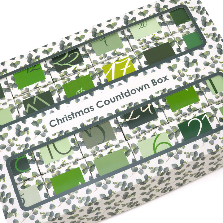 Advent Calendar Making Kit | 24 Cube Boxes & Outer Box | Watercolour Eucalyptus