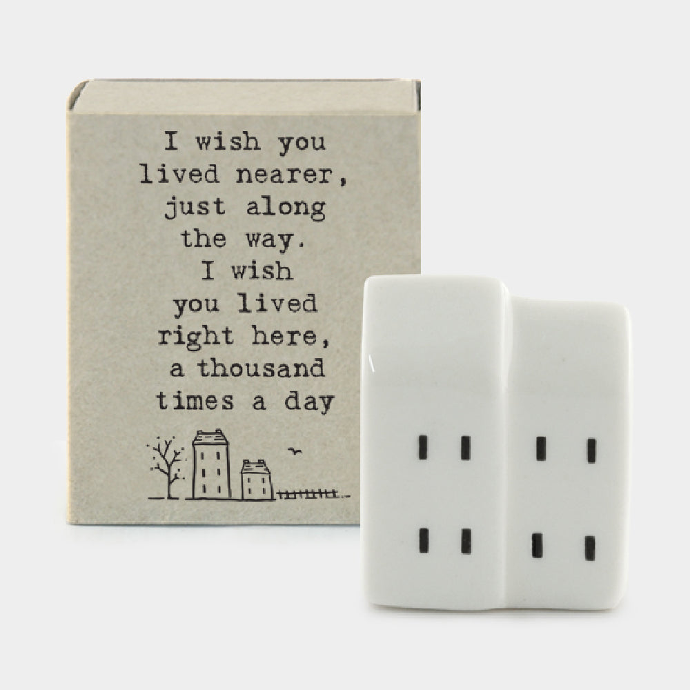 Mini Ceramic Houses Ornament 'You Make My Heart Flutter' | Cracker Filler Gift