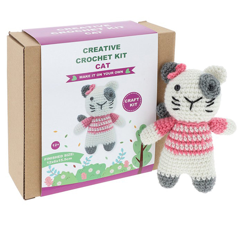 Cute Cat | Complete Crochet Craft Kit | Older Kids & Beginners