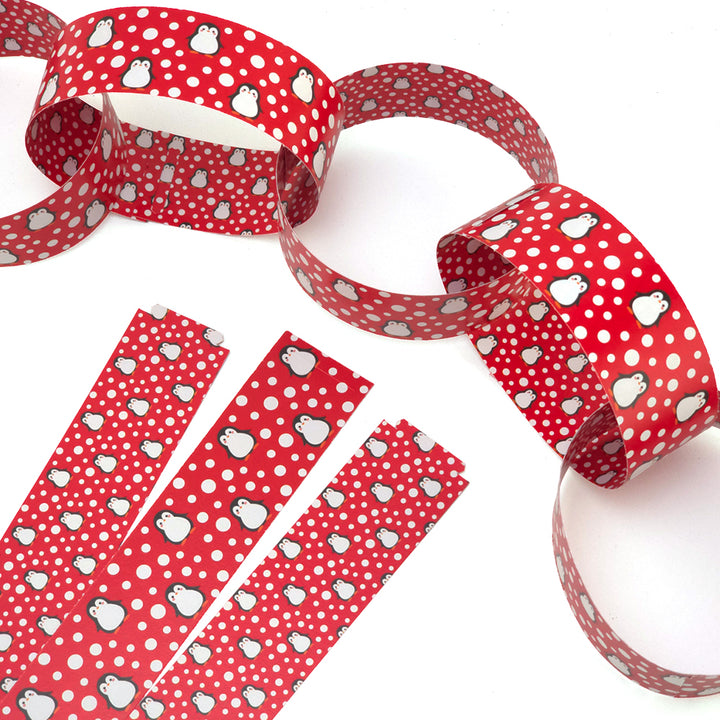 30 Reusable Christmas Paper Chains | Snowtime Penguin | No Glue Needed | 2.5m