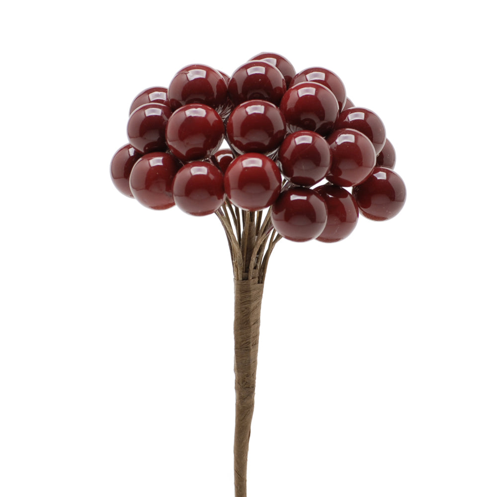 15cm Berry Cluster Pick for Christmas Floristry Crafts - Burgundy