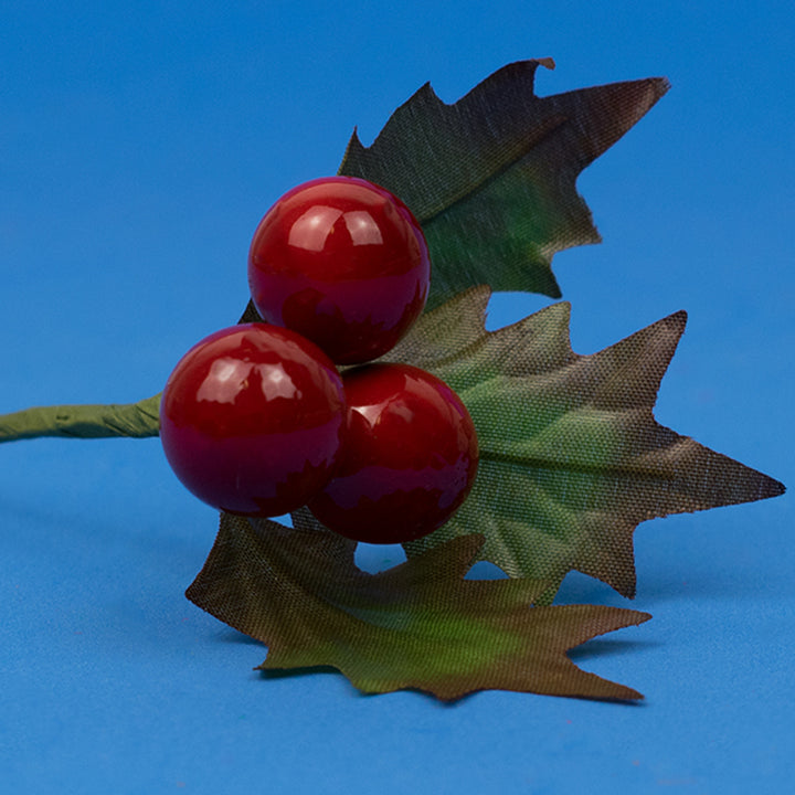 12 Christmas Picks with 3 Holly Leaves & Berries