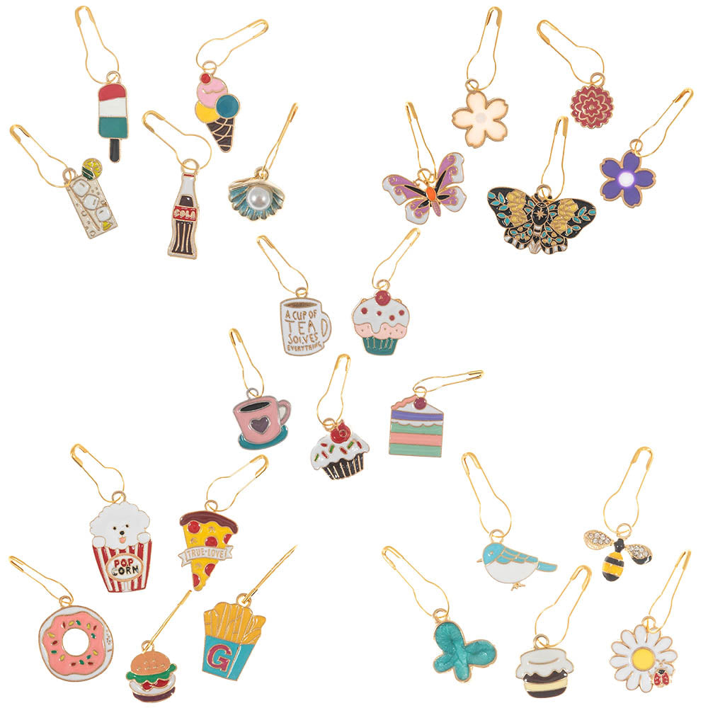 Pretty Metal Charm Stitch Markers | Tube of 5 | Little Gift | Cracker Filler