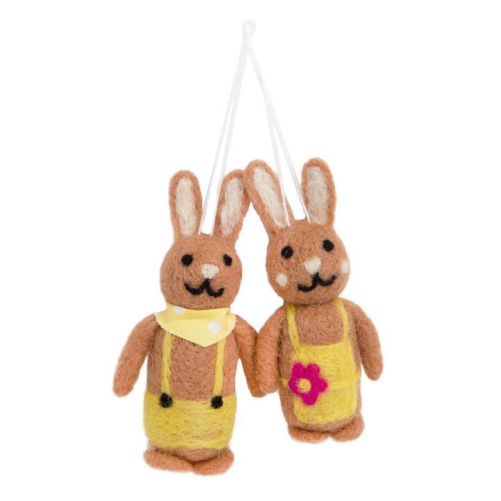 2Pk 10cm Easter Bunny Felted Ornaments for Easter Tree Decoration