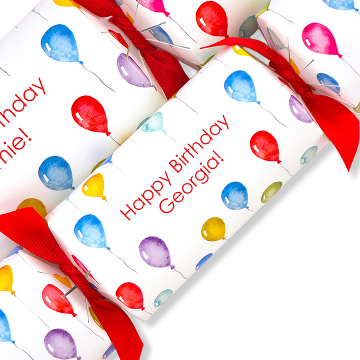 Personalised Cracker Making Kit | Happy Birthday Balloons | Makes 4 or 6 Crackers