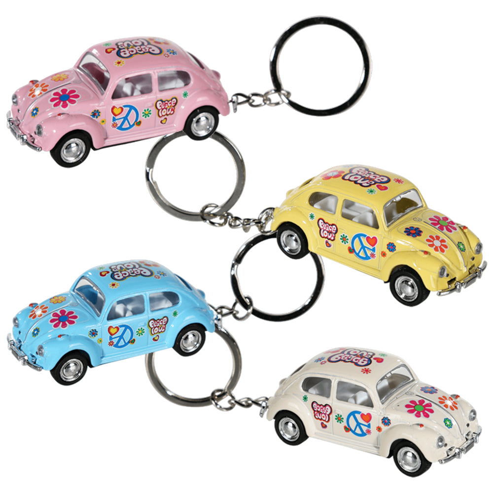 Flower Power VW Beetle Keyring | Pull Back & Go | Little Gift | Cracker Filler