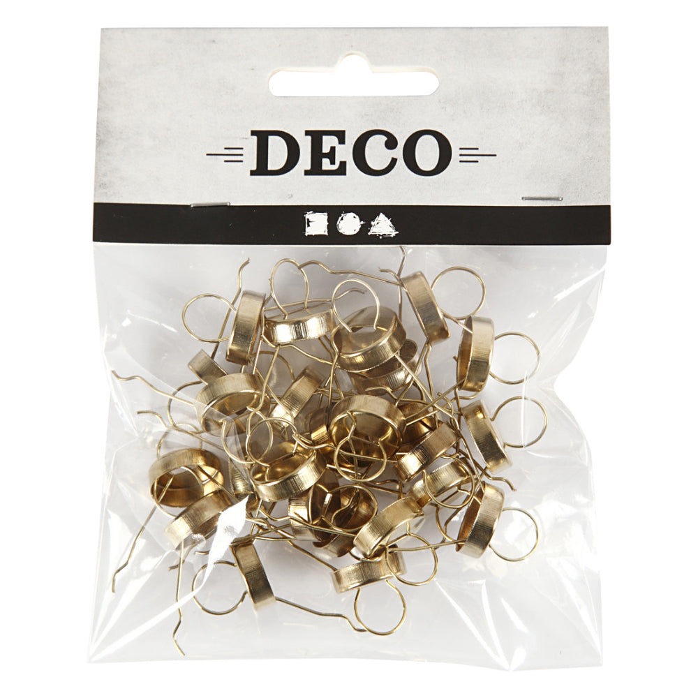 25 Gold 5mm Christmas Bauble Hangers with Caps