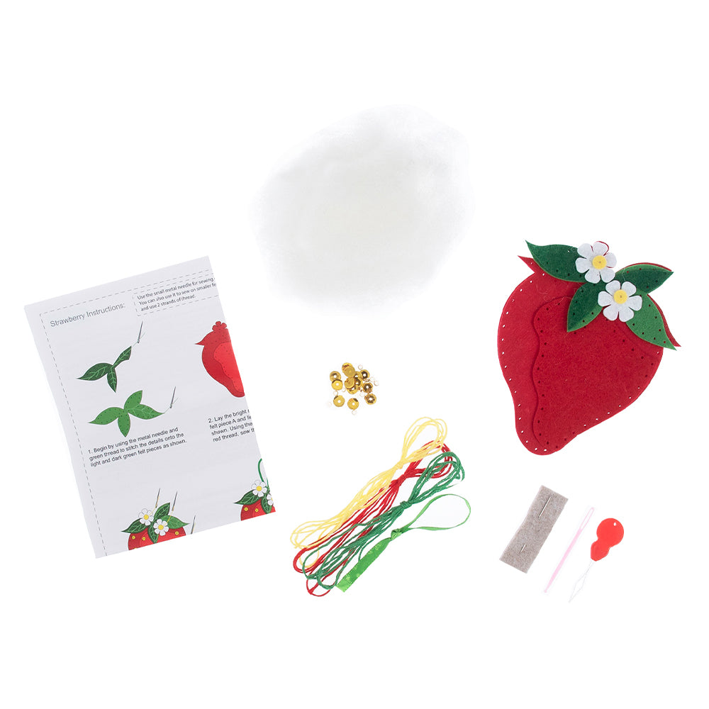 Strawberry Decoration | Mini Felt Sewing Kit | Complete Craft Kit