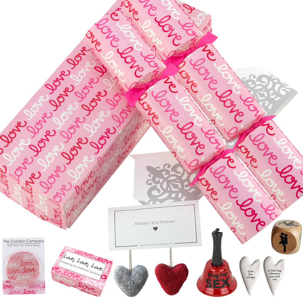 Love Love Love | Pair of Filled Valentine's Day Crackers | Choice of Gifts