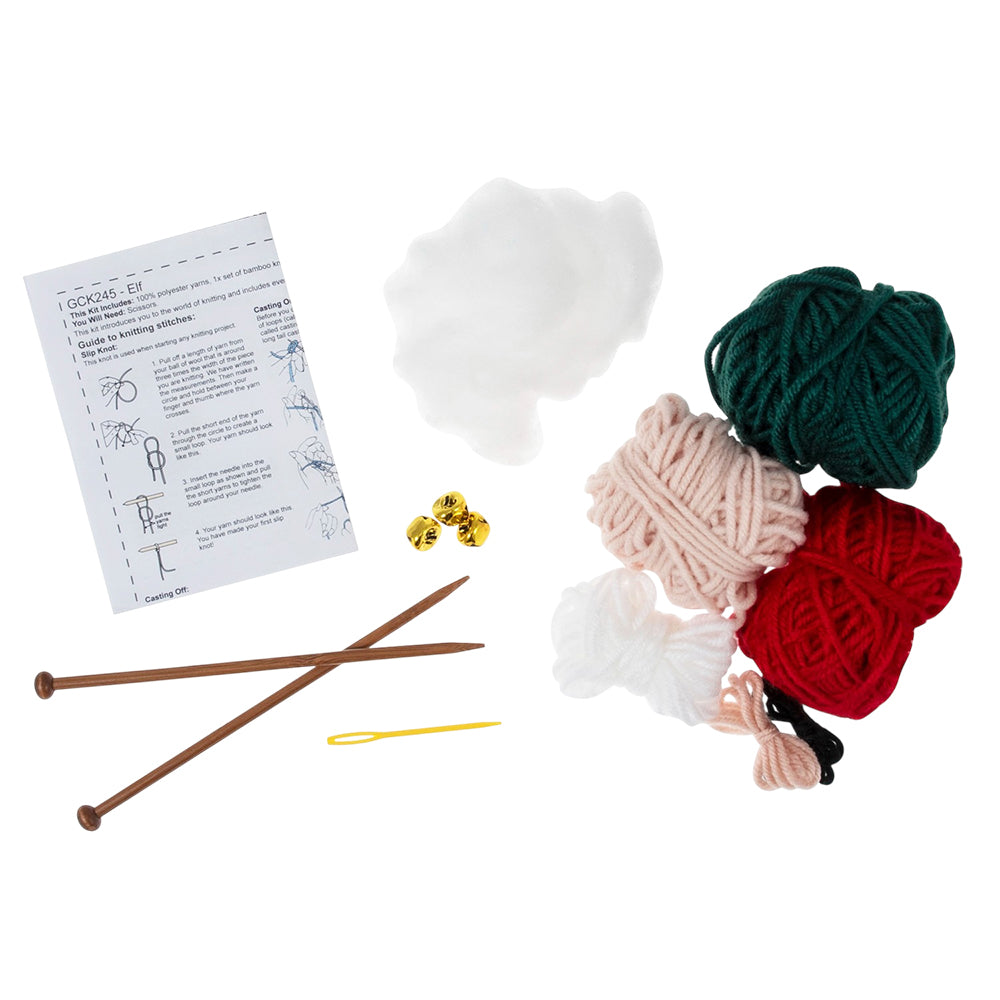 Christmas Elf | Complete Knitting Kit | Makes a 13cm Elf