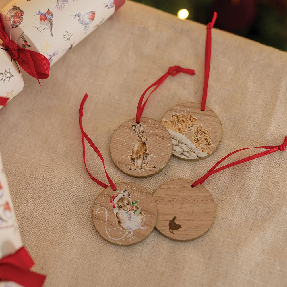 Christmas Robins | 6 Wrendale Designs Crackers | Wooden Ornament Gifts