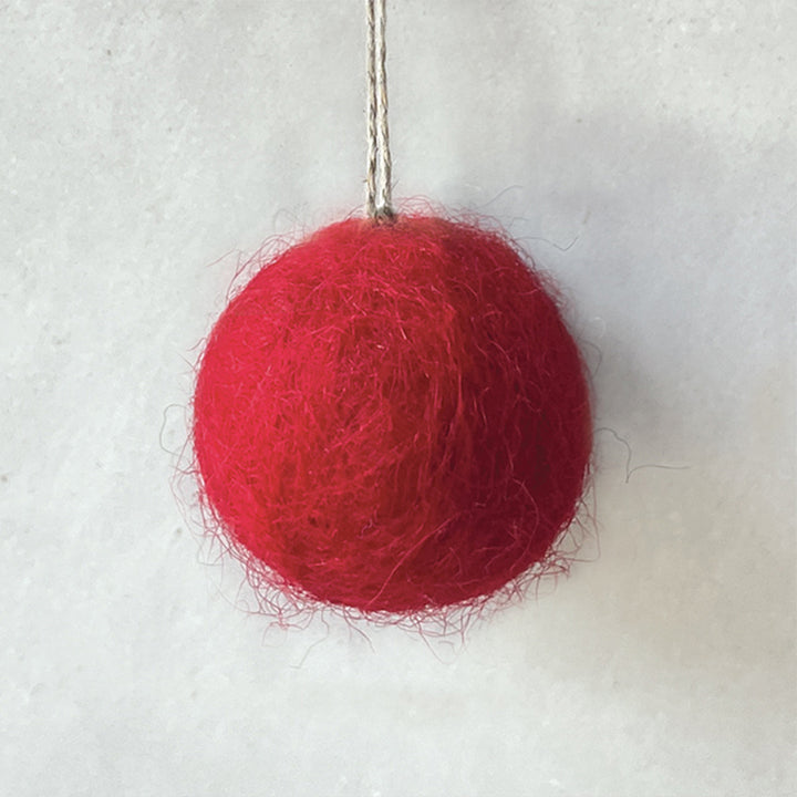 3.5cm Handmade Felt Christmas Tree Round Bauble | Cracker Filler | Mini Gift