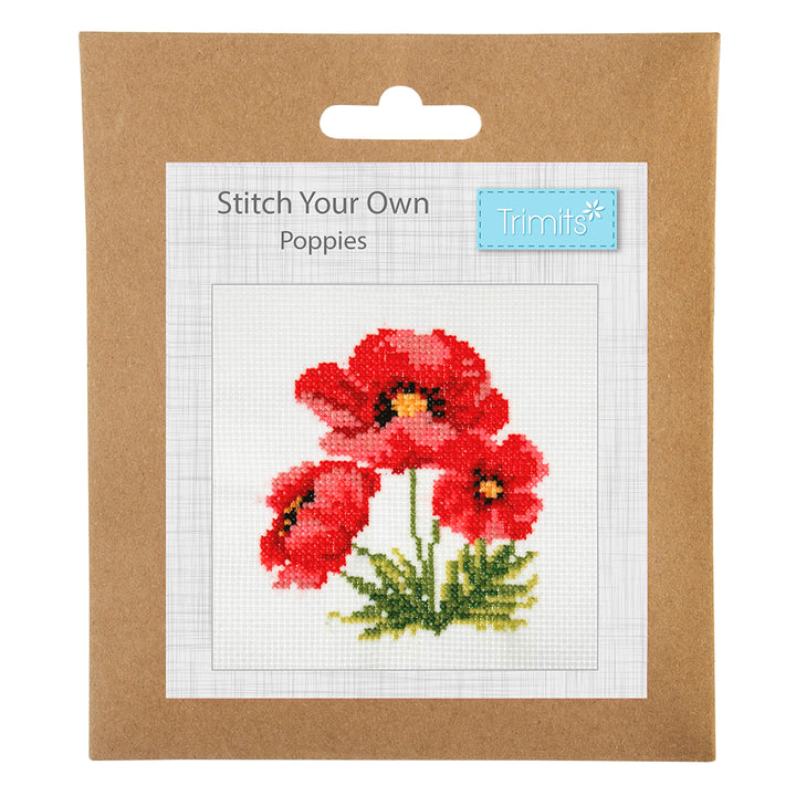 Poppies | Mini Counted Cross Stitch Kit | 13cm